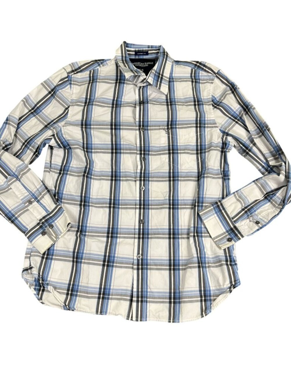 American Eagle Mens Vintage Fit Plaid Button-Up Shirt L Long Sleeve Chest Pocket